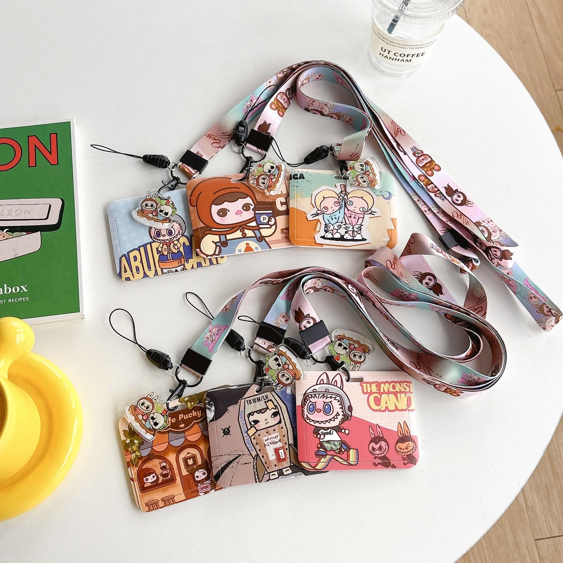 EB Cartoon Labubu Card Holder Hirono Card Cover Molly ID Name Tag With Lanyard