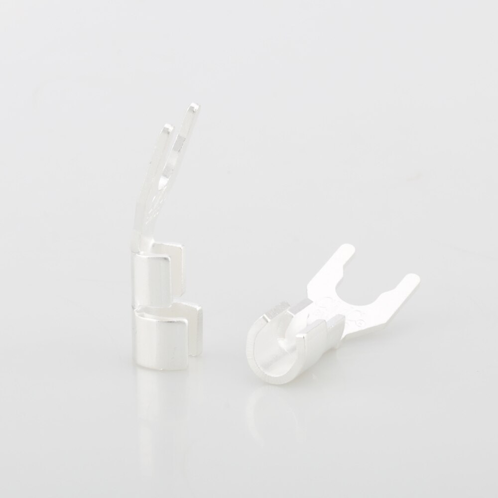 New 8pcs Hi-end Solid Copper plug Silver plated Spade Plug Speaker Cable Wire Connector HiFi Pure Copper Silver plated spade