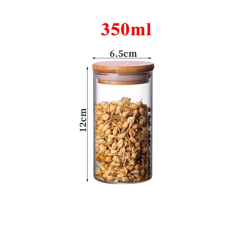 Hộp thủy tinh, lọ thủy tinh, hũ thủy tinh nắp gỗ jimmeal 200ml 350ml 500ml 750ml 1000ml 1200ml 1600ml