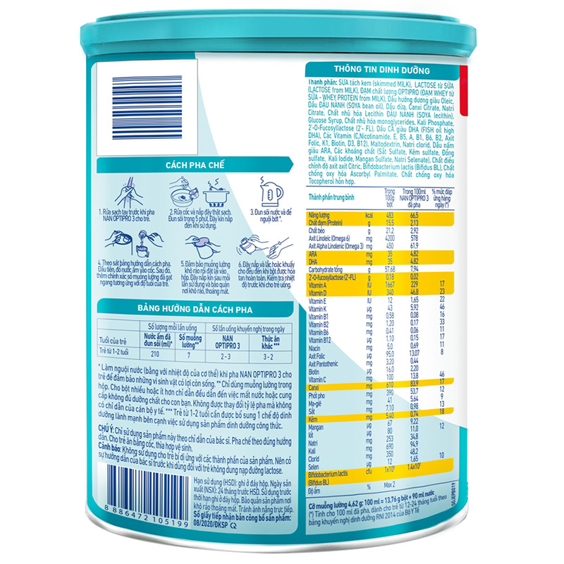 Sữa Bột Nestle NAN OPTIPRO PLUS 3 HMO 800g (cho bé 1-2 tuổi)