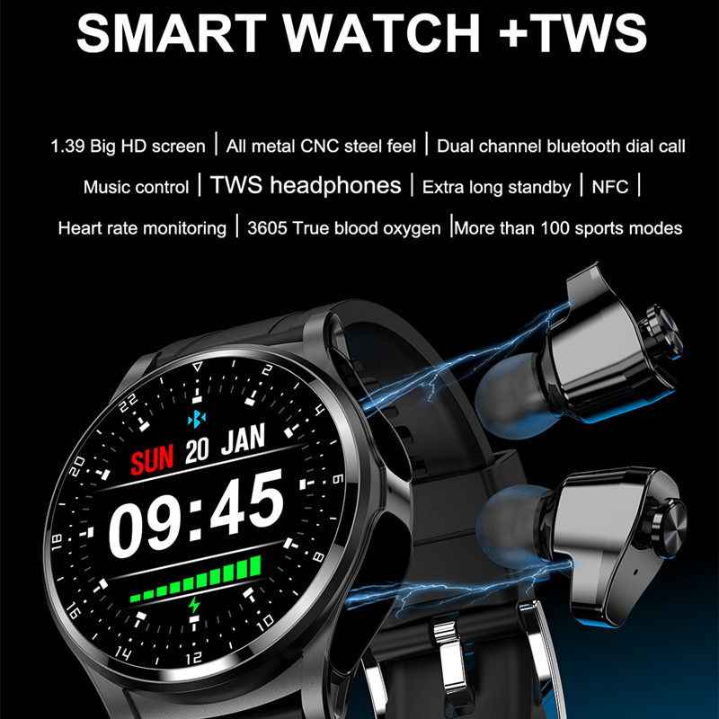 heses] Smart Watch GT66 TWS in Earbuds Wireless Headset Women