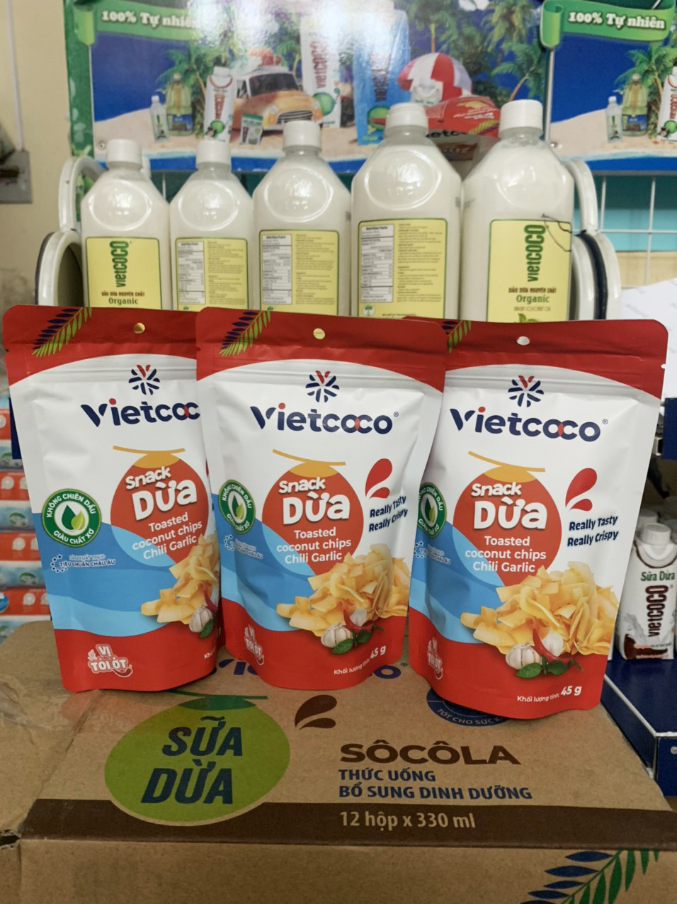 DỪA NON SẤY DÒN VIETCOCO -ĐẶC SẢN BẾN TRE (TÚI 45 Gram)