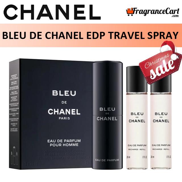 Chanel Bleu de Chanel EDP Travel Spray (20ml) & 2 Refills (20ml) for Men Set  Eau de Parfum Blue Gift GiftSet Refill Top Up Replenish [Brand New 100%  Authentic Perfume/Fragrance]