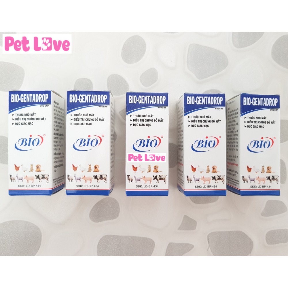 Combo 5 chai nhỏ mắt chó mèo Bio Gentadrop