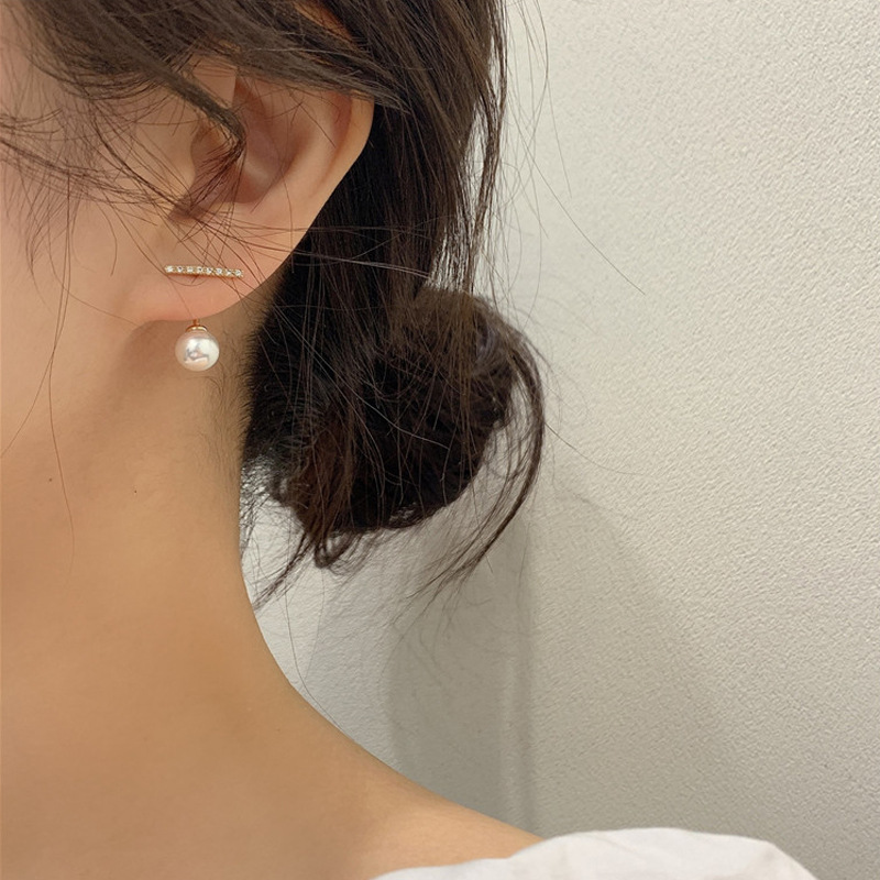Bông tai, hoa tai hạt ngọc trai kết hợp thanh ngang phong cách tiểu thư H73 Her Jewelry