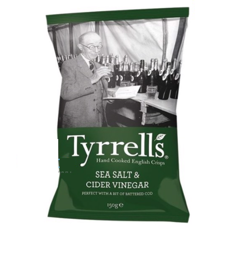 Khoai tây chiên vị muối & dấm gói lớn Tyrrells 150g