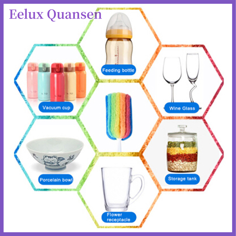 Eelux Miếng bọt biển rửa bàn chải làm sạch bàn chải chà có tay cầm bàn chải dụng cụ làm sạch