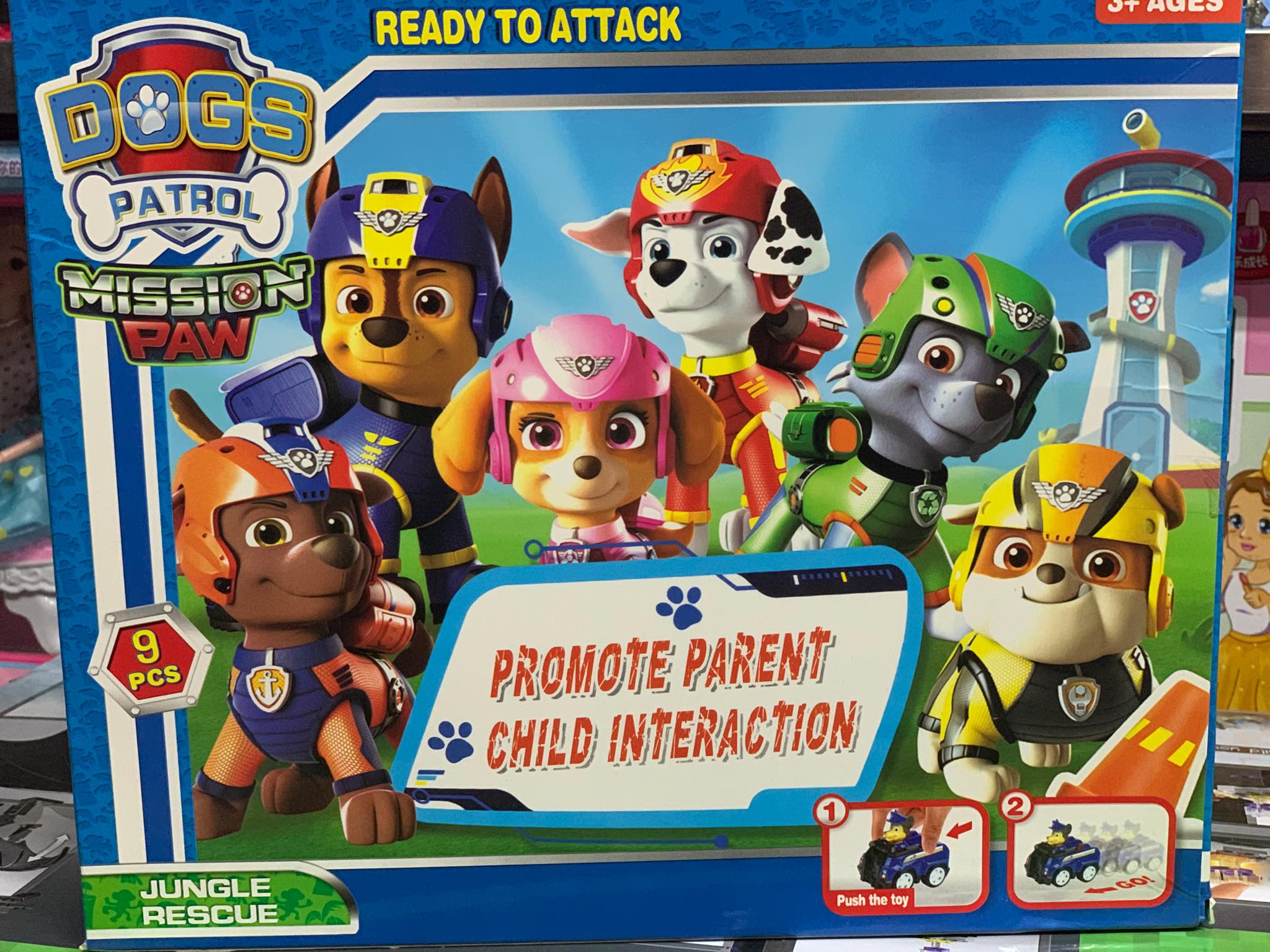 Jungle Rescue Bộ 9 xe đồ chơi đội chó cứu hộ chạy bằng đà A11 999