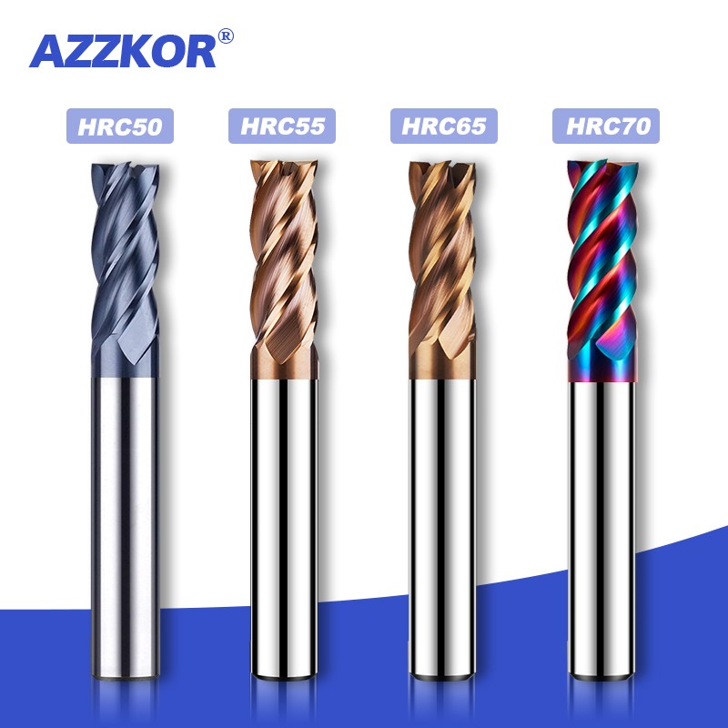Azzkor 4-Flute Hrc50/55/65/70 Tungsten Steel Carbide Nano Coating Flate ...