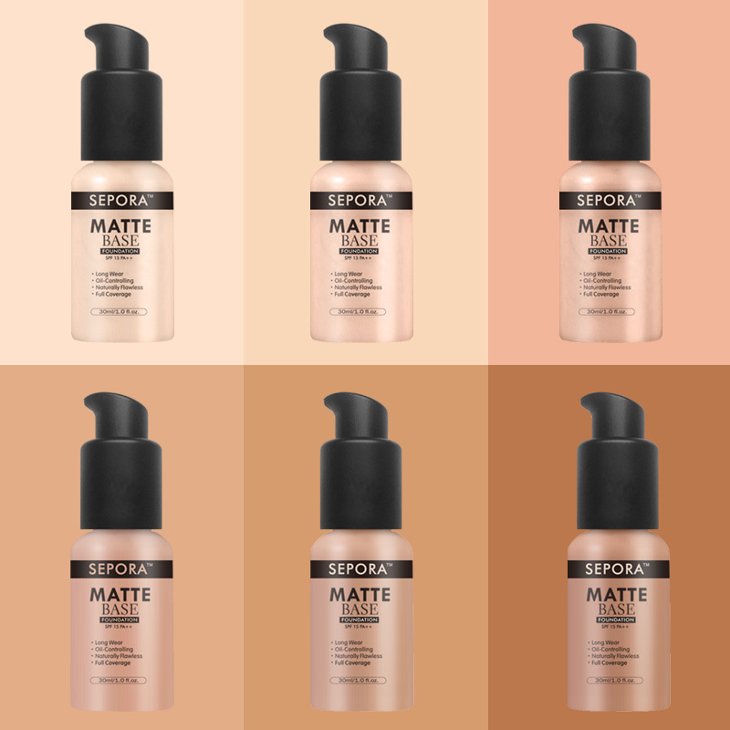 【BEAUTYBIGBANG】30ml Face Matte Liquid Foundation Base Makeup Oil Control 24 Hours Lasting Concealer Full Coverage Waterproof Contour Makeup