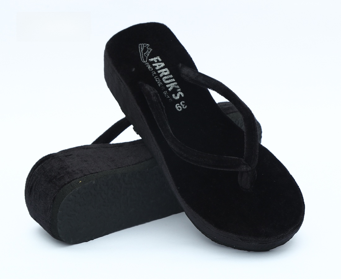 Girls Velvet Lifestyle Heels. Black Shining Attractive Formal Sandals. - Shoe For Women
