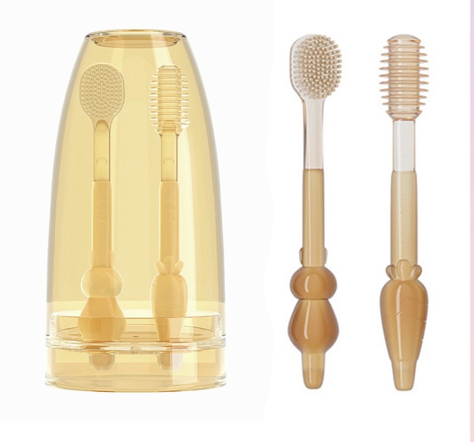 Set rơ lưỡi và bàn chải đánh răng silicon cho bé từ 0 - 18 tháng