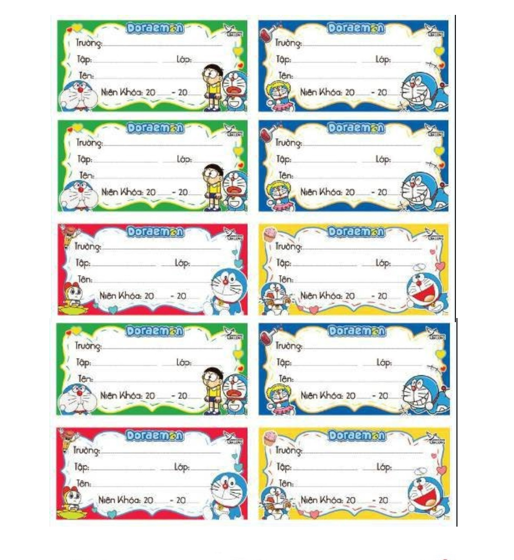 Combo 100 Cái Nhãn Tập Có Keo In Nhiều Hình Khác Nhau Giúp Bé Phân Biệt Các Loại Tập Và Vở