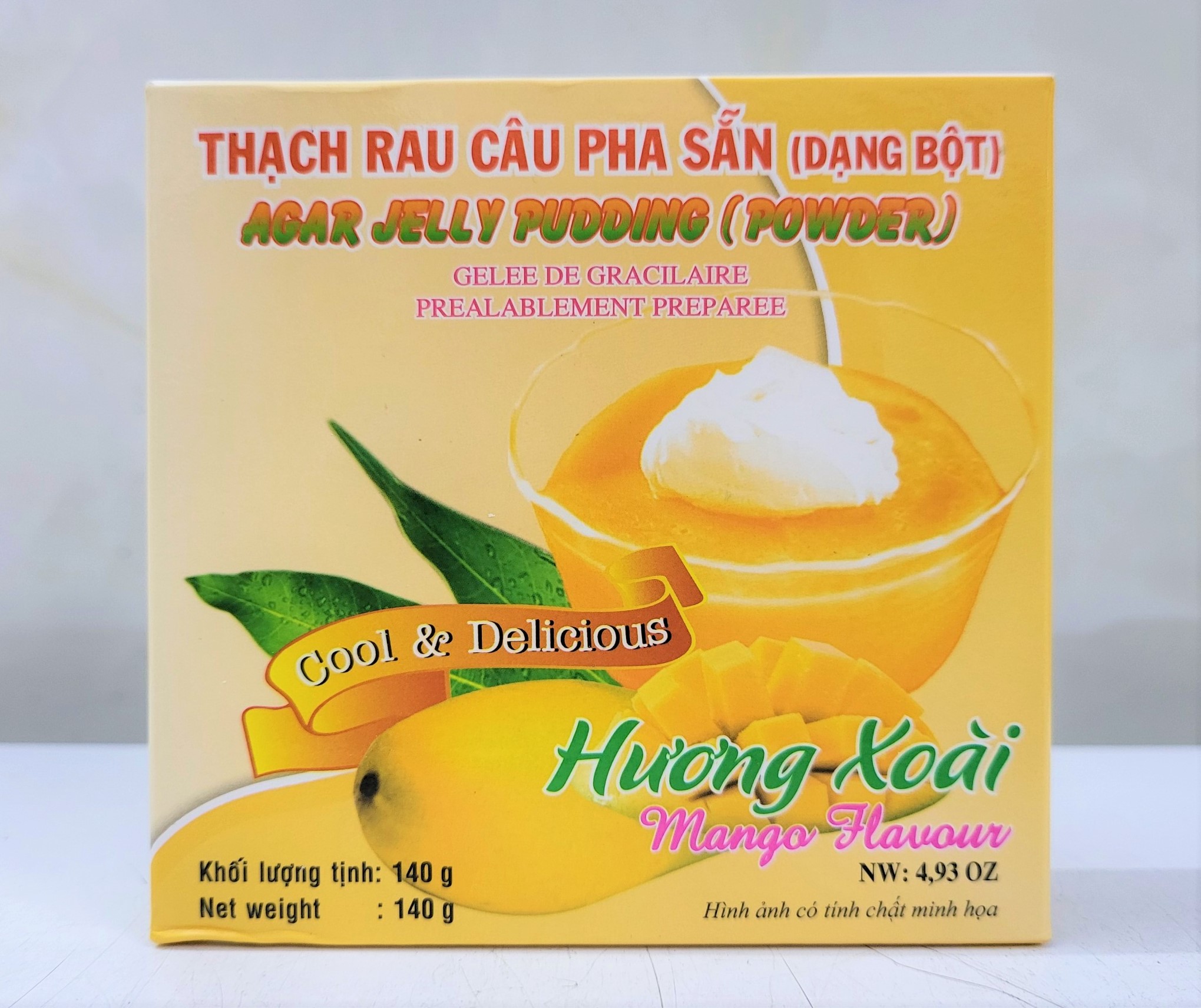 Bột thạch rau câu pha sẵn 3k agar jelly pudding mango flavour