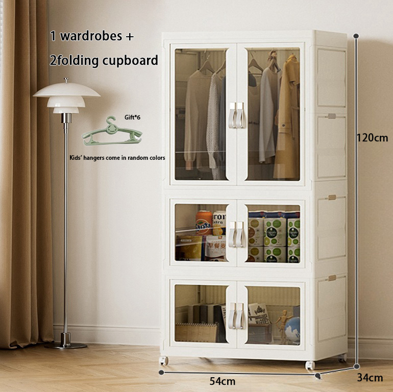 wardrobe Foldable Wardrobe baby wardrobe Transparent double door
