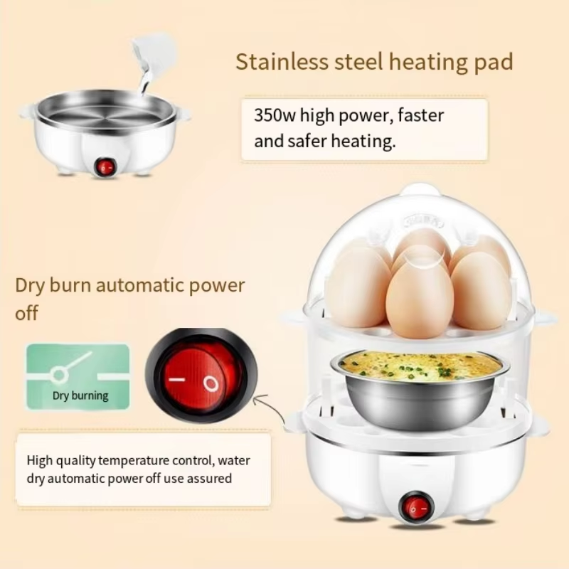 【Big-promotion】 Electric Egg Cooker Boiler Maker Soft Medium or Hard Boil 14 Egg Capacity Two Layer Egg Maker,Egg SteamerWith Automatic Shut Off.