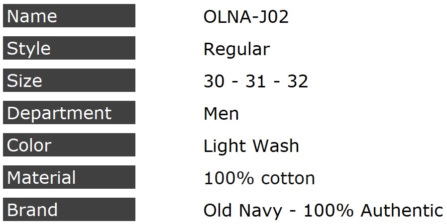 [HCM]Quần Jean nam OldNavy OLNA-J02 Regular Built-In-Flex