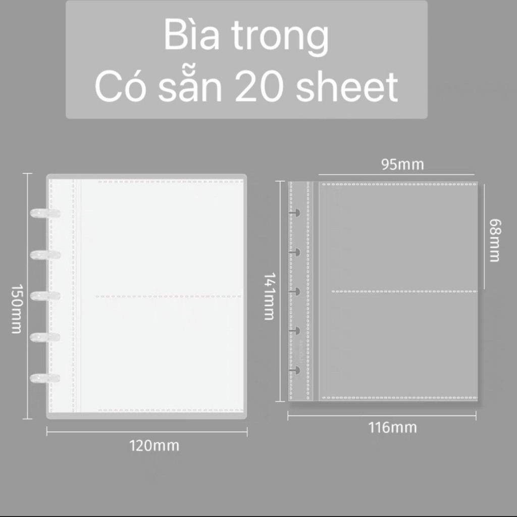 [RN03] Binder RINGNOTE có sẵn sheeet, đựng card, pola, postcard