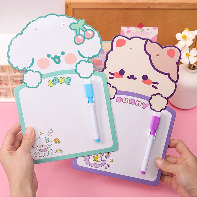 Cute Cartoon Erasable Writing Board Student Double-sided Planner Board with Marker Pen Set