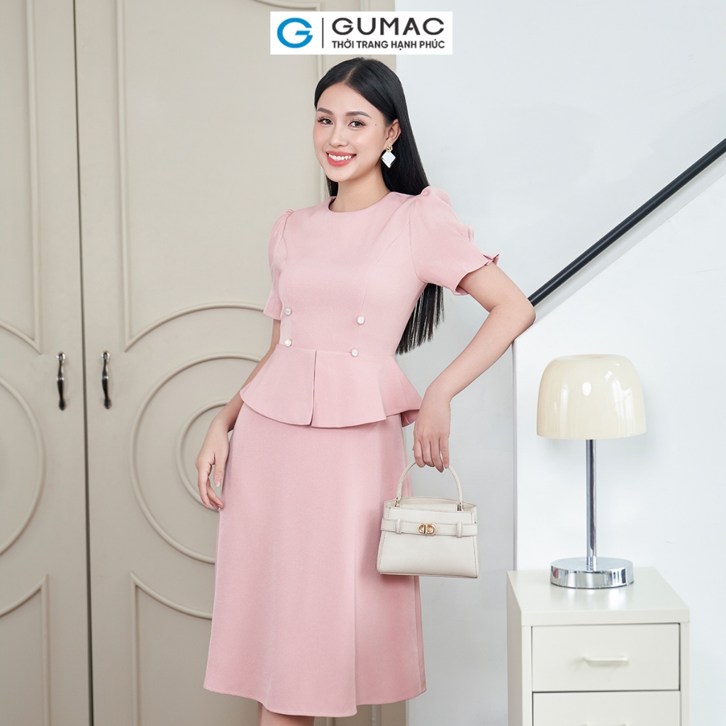 [4.4 - 6.4 |Voucher 10-12%] Đầm peplum phối nút thời trang GUMAC LDE0404 - DE04025