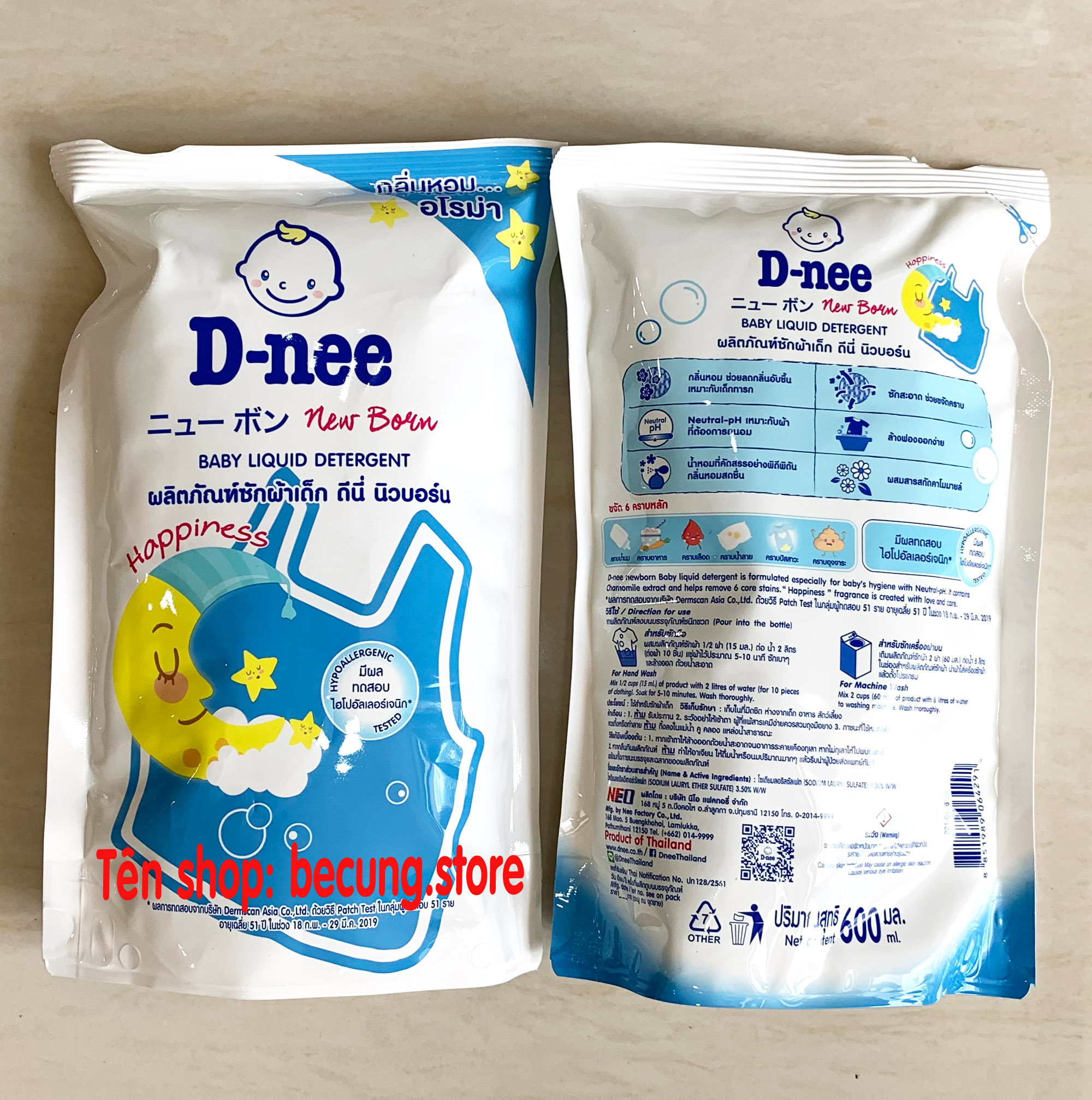 [Túi 600ml]- Nước giặt xả Dnee Thái Lan túi 600ml.