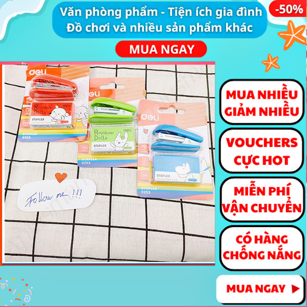 Bấm kil Deli tặng kèm kim,bấm kim số 10 ,Đồ bấm kim ,máy bấm kim , Aplusmart