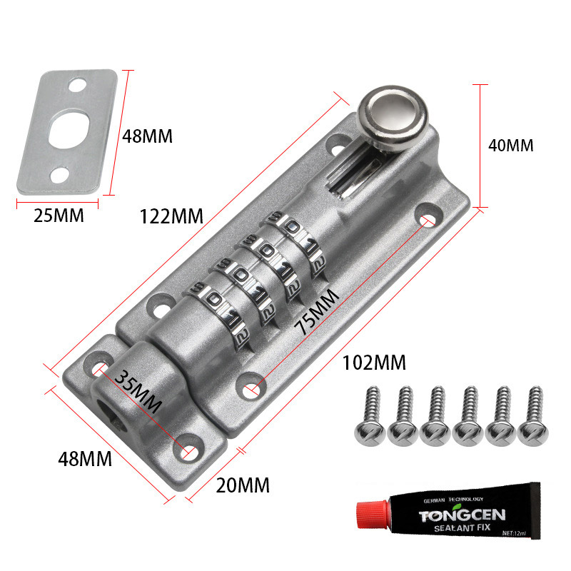 Password pin lock, old-fashioned wooden door latch, zinc alloy anti-theft lock, outdoor bathroom door bolt without punching