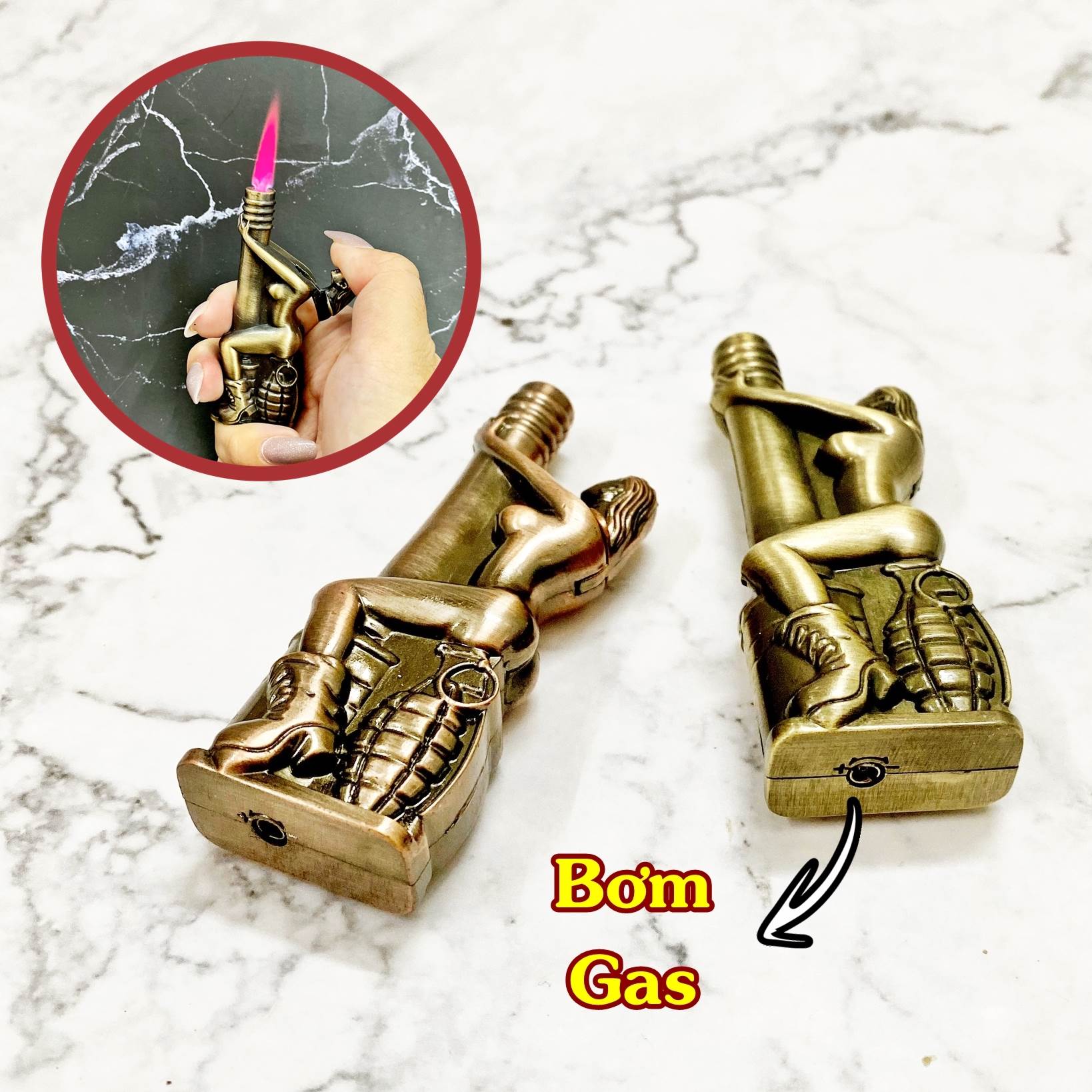 [HCM]Bật Lửa Gas Khè Kim Loại Hình Cô Gái (Chọn Mẫu)