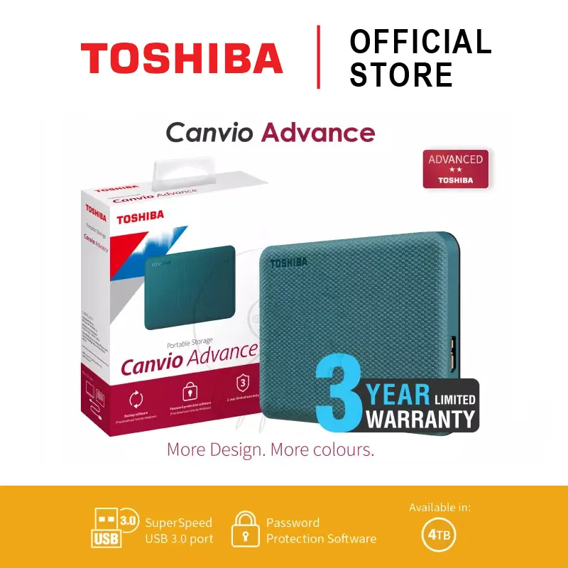 ภาพสินค้าToshiba External HDD (4TB) USB 3.2 Speed, รุ่น (Canvio Advance V10) Sec Auto-backup 2.5" สีเขียว ฮาร์ดดิสพกพา Portable Hard drive ฟรี  กระเป๋ากันกระแทก (TSB-HDTCA40AG3CA) จากร้าน Toshiba Storage บน Lazada ภาพที่ 4