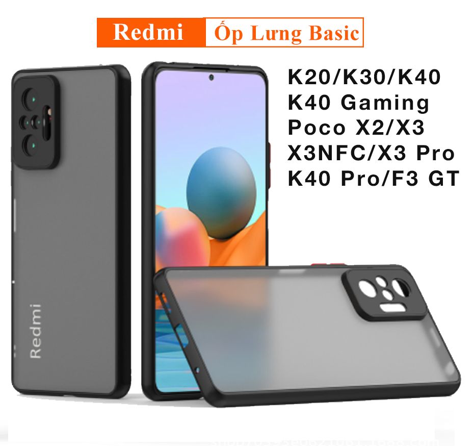 Ốp lưng Redmi K40 Pro K40 Gaming K30 10C K20 Pro Mi 9T Pro Poco C40 X3 Pro  X3 NFC 4G 5G đen nhám [Basic] 