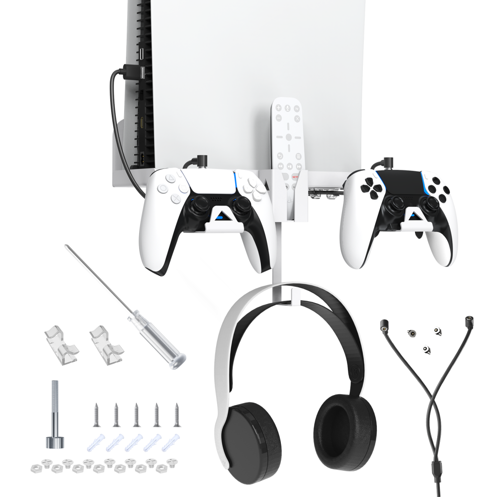 For PS5 Game Console Wall Bracket Wall Mount Storage Rack Stand for PS5 Game Handle and Earphone Bracket Anti-Slip Holder