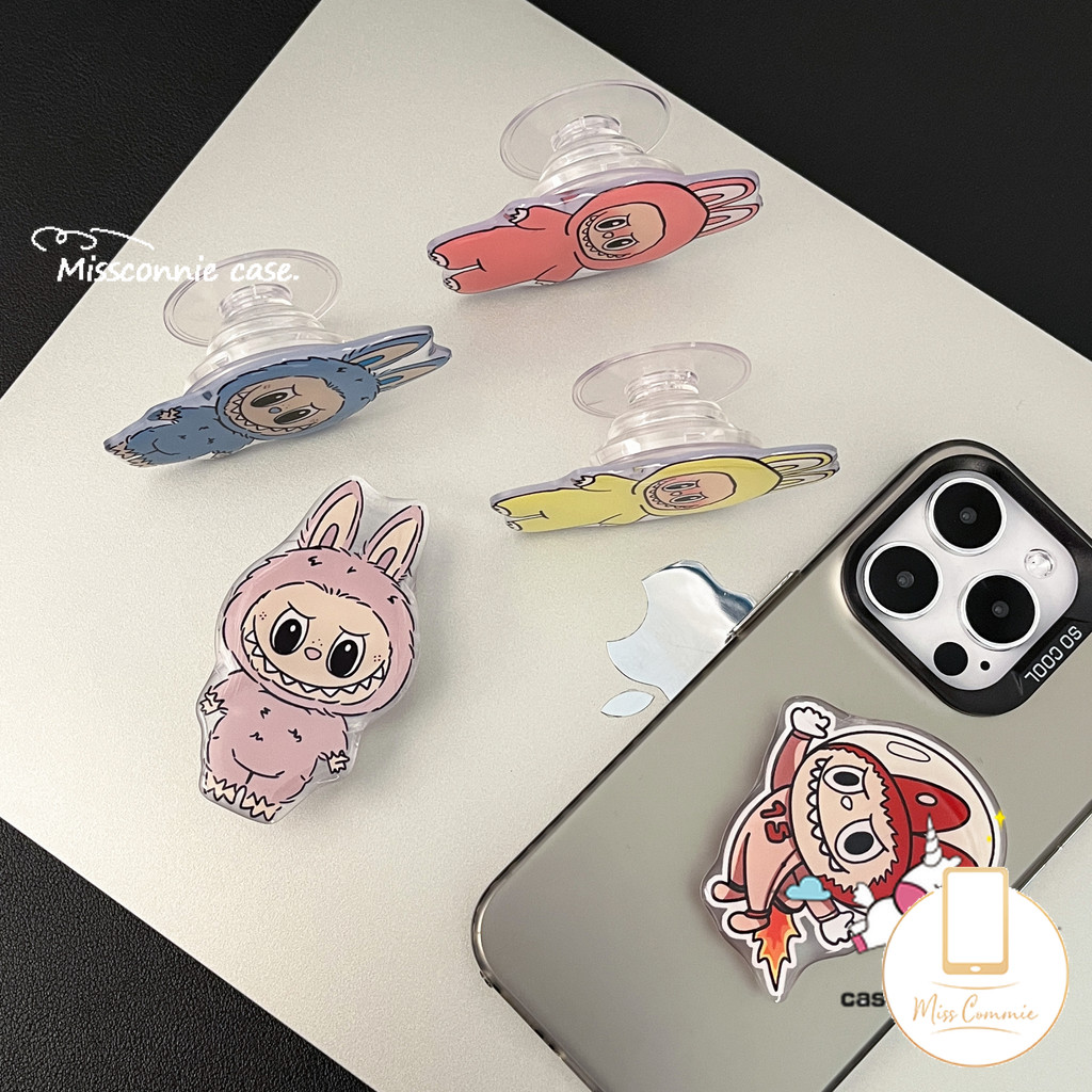 Trendy Brand Cartoon Funny Pop Mart Labubu Universal Foldable Ring Holder Support Cute Little Purple Ghost Colorful LABUBU Phone Holder Creativity Epoxy Phone Holder. 