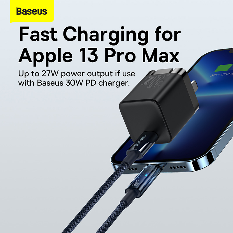 Cáp sạc nhanh Baseus Explorer Series Auto Power-Off Fast Charging Data Cable Type-C to IP 20W