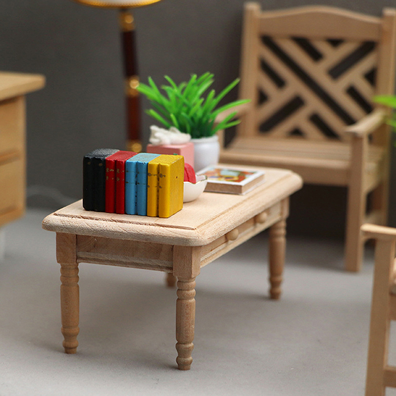 Wanglianzhon 1:12 Dollhouse Mini Desk Table Model Coffee Table Cabinet Furniture Decor Toy