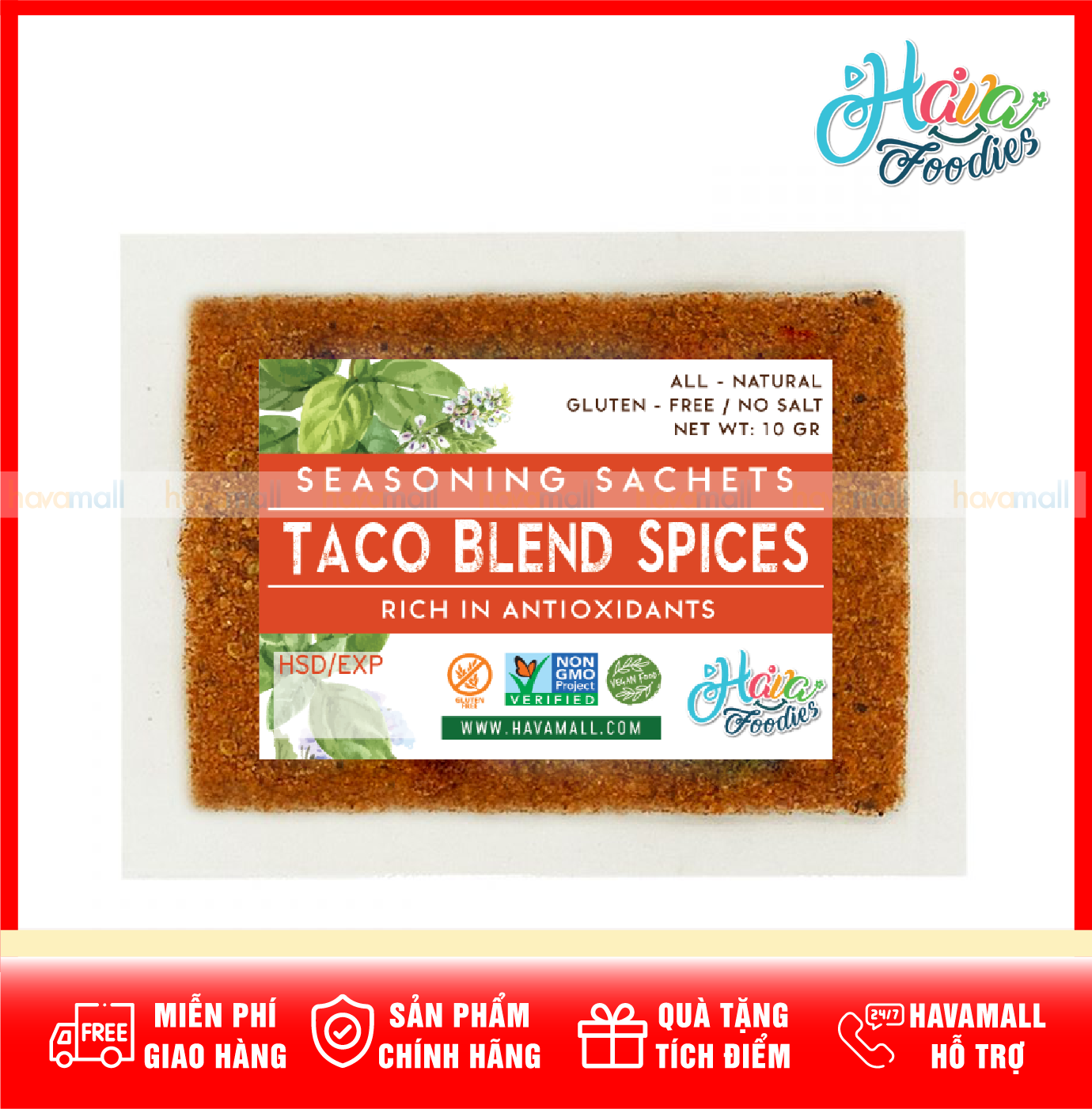 [HOÀN TIỀN MAX 10%][ HÀNG CÔNG TY NHẬP KHẨU ] Bột Gia Vị Taco Bịch 10gr - Taco Blend Spices Powder
