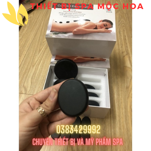 Bộ đá nóng massage body 16 viên. hộp đá nóng 16 viên dùng trong spa