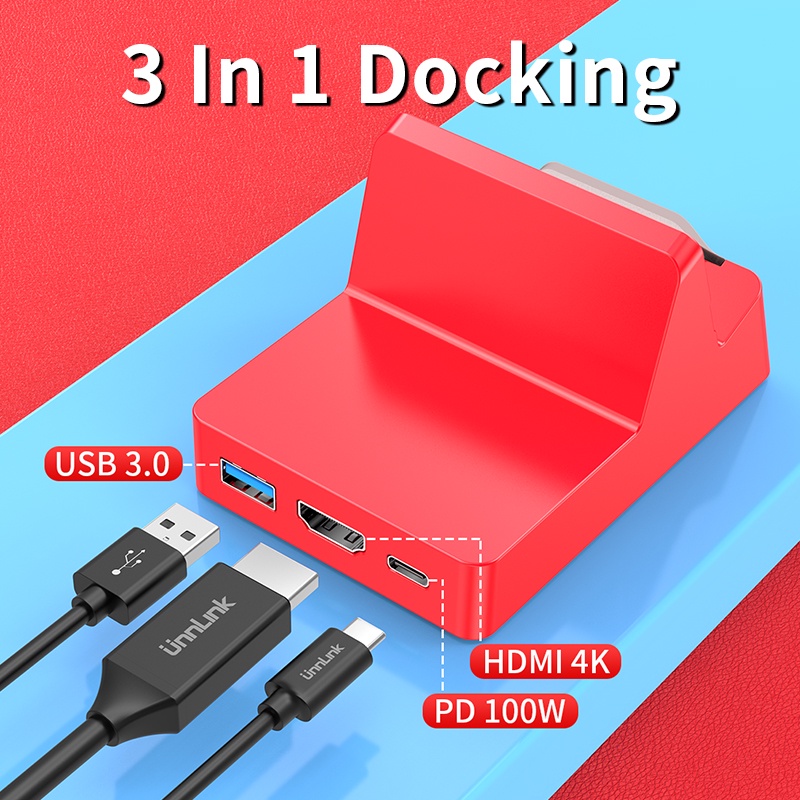 Chuyển đổi Dock TV Dock cho bộ chuyển đổi Nintendo & chuyển đổi OLED/Lite xách tay trạm nối USB C để 4K HDMI USB 3.0 HUB PD 100W cho MacBook Pro