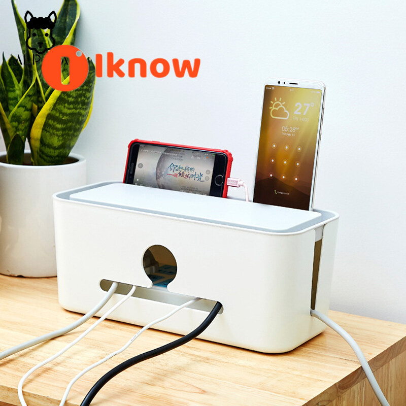 I know Table Cable Organizer Power Cord Board Storage Box USB Charger Strip Fixed Finishing Office Desktop Plug Cable Box
