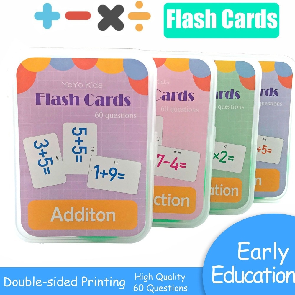 Montessori Math Toys Math Flash Cards Addition Subtraction Multiplication Division Educational Math Game Kids Arithmetic Toy