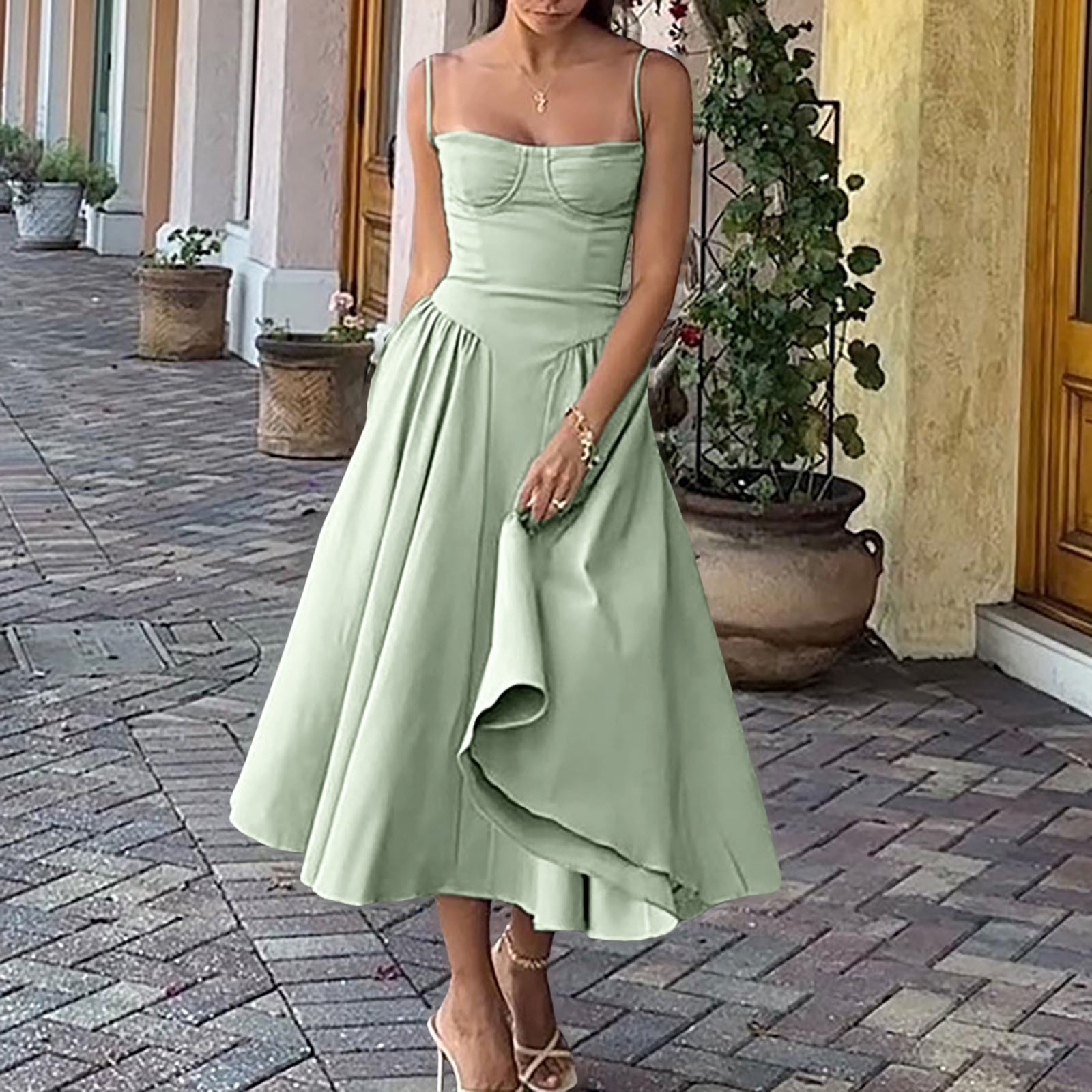 Yellow%20Spaghetti%20Strap%20Corset%20A%20Line%20Dress%20Women%20Elegant%20Holiday%20Party%20Long%20Dresses%20Casual%20Summer%20Vacation%20Dresses%20for%20Women%20-%20Image%204