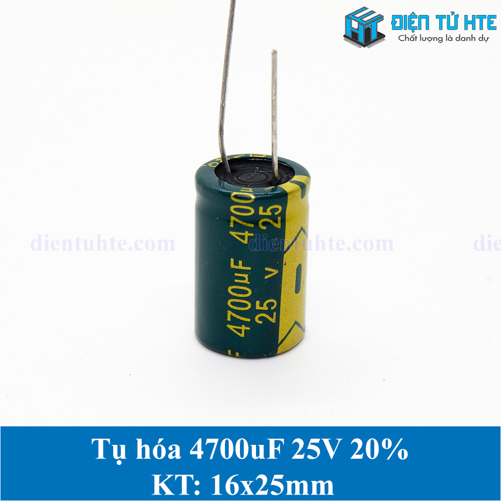 Tụ hóa tần số cao 4700uf 25v 20% kích thước 16x25mm - bộ 2 cái