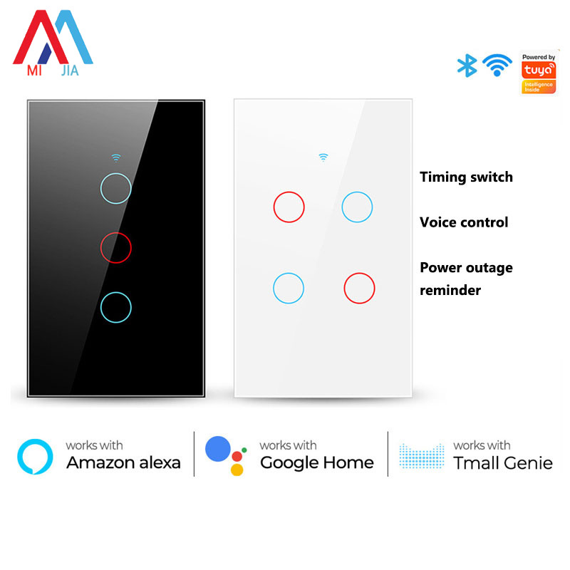 XIAOMIMIJIA Smart WiFi Bluetooth wall touch switch light 433 remote control mobile phone APP timing voice remote control