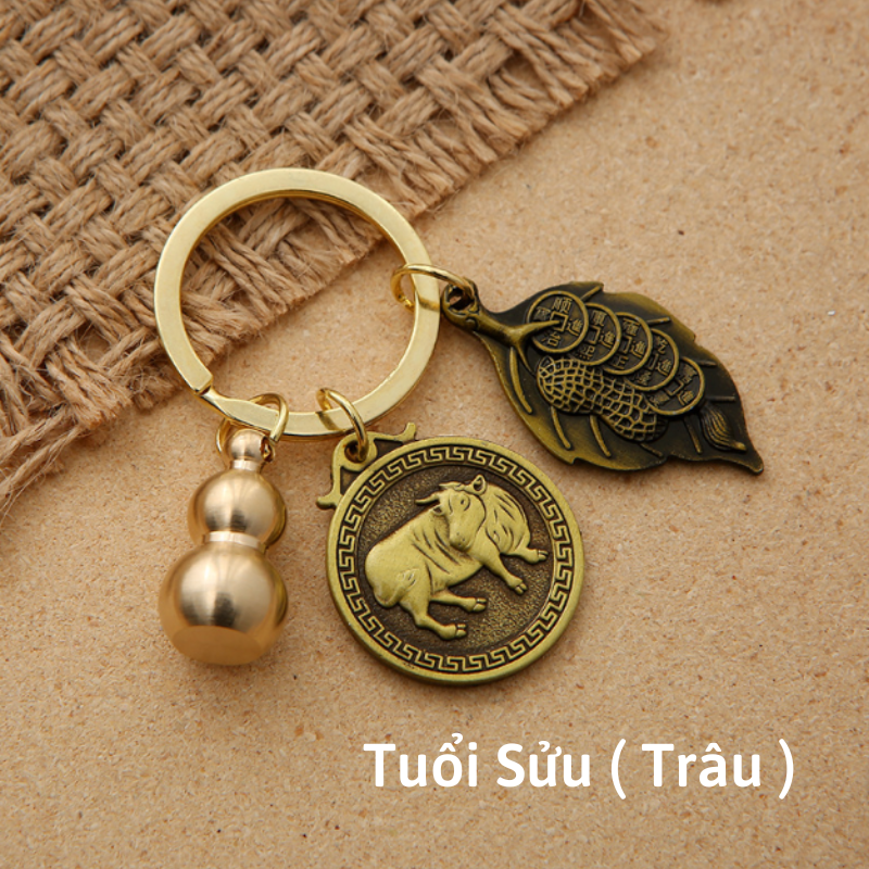 Móc Khóa 12 Con Giáp Phong Thủy Bằng Đồng Thau