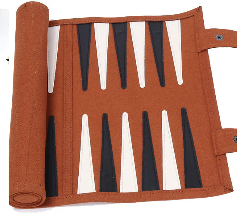 High quality Microfiber leather travel backgammon game roll-up board game