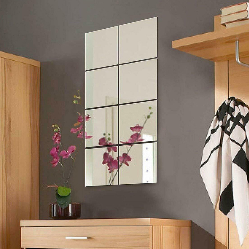 16 miếng dán gương tường gạch gương tự làm miếng dán tự dính giấy bạc