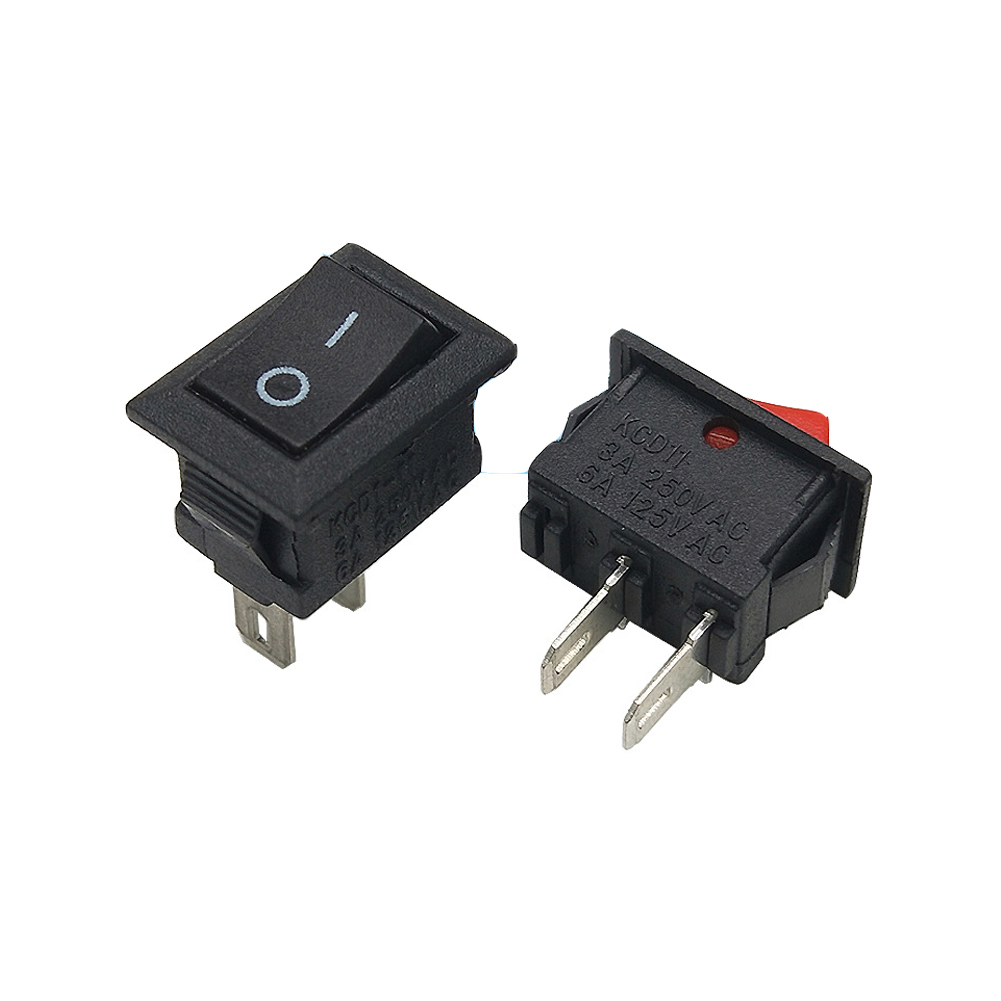 10PCS Push Button Switch 10x15mm SPST 2Pin KCD11 Snap-in On/Off Rocker Switch 3A 250V Power Switch Black Red