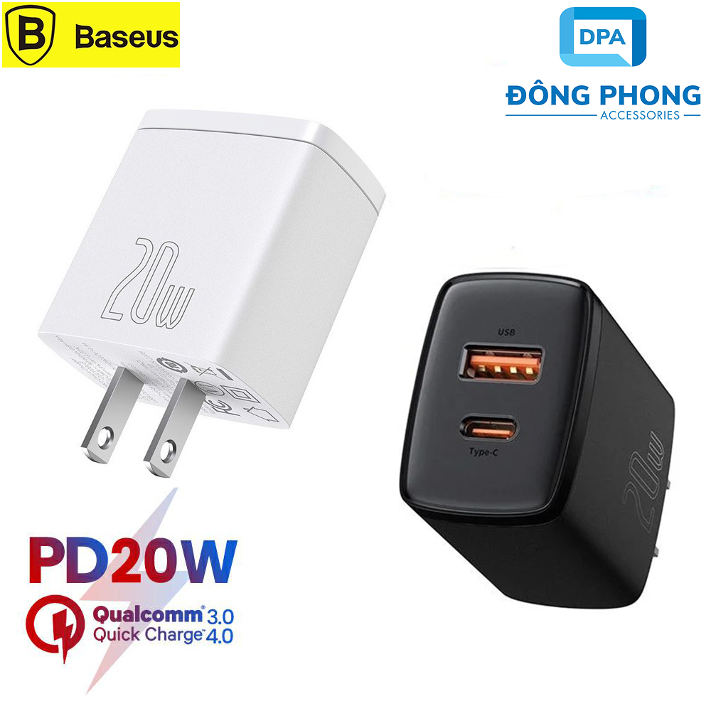 Củ Sạc Nhanh Đa Năng Baseus PD 20W Compact ( USB + Type C Dual Port, QC 3.0 Multi Quick Charge Support )