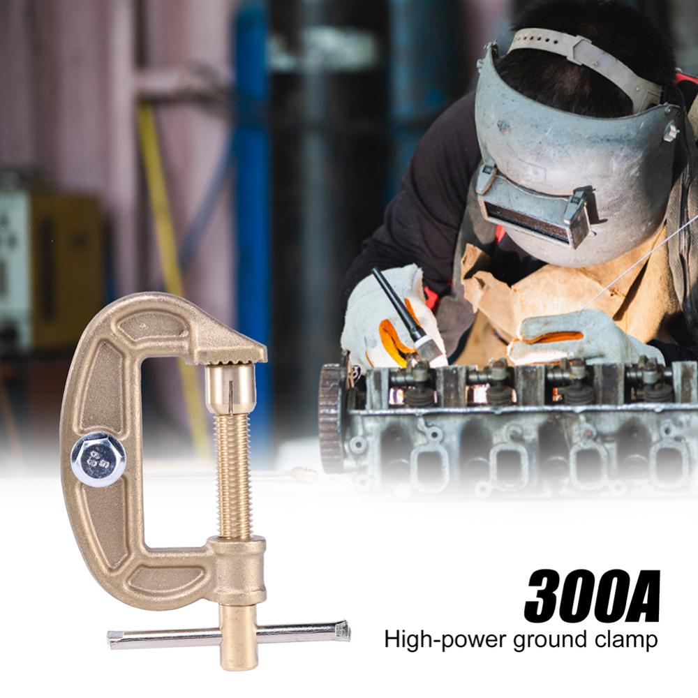 300A Electrode Clamp High Power Brass Grounding Work Clamp G-shaped Ground Welding Earth Clamp Replacement for Argon Arc Welding Machine