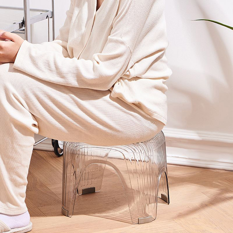 Transparent small stool, household shoe changing stool, children's low stool, home bathroom, bath stool, living room, coffee table, plastic stool
