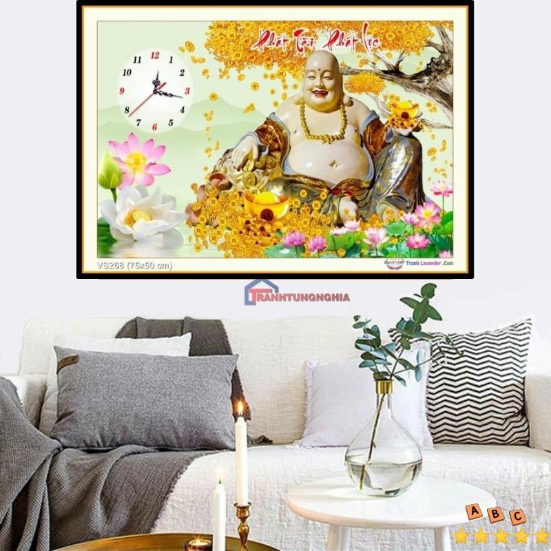 Tranh đính đá phật di lạc 75cm x 50cm